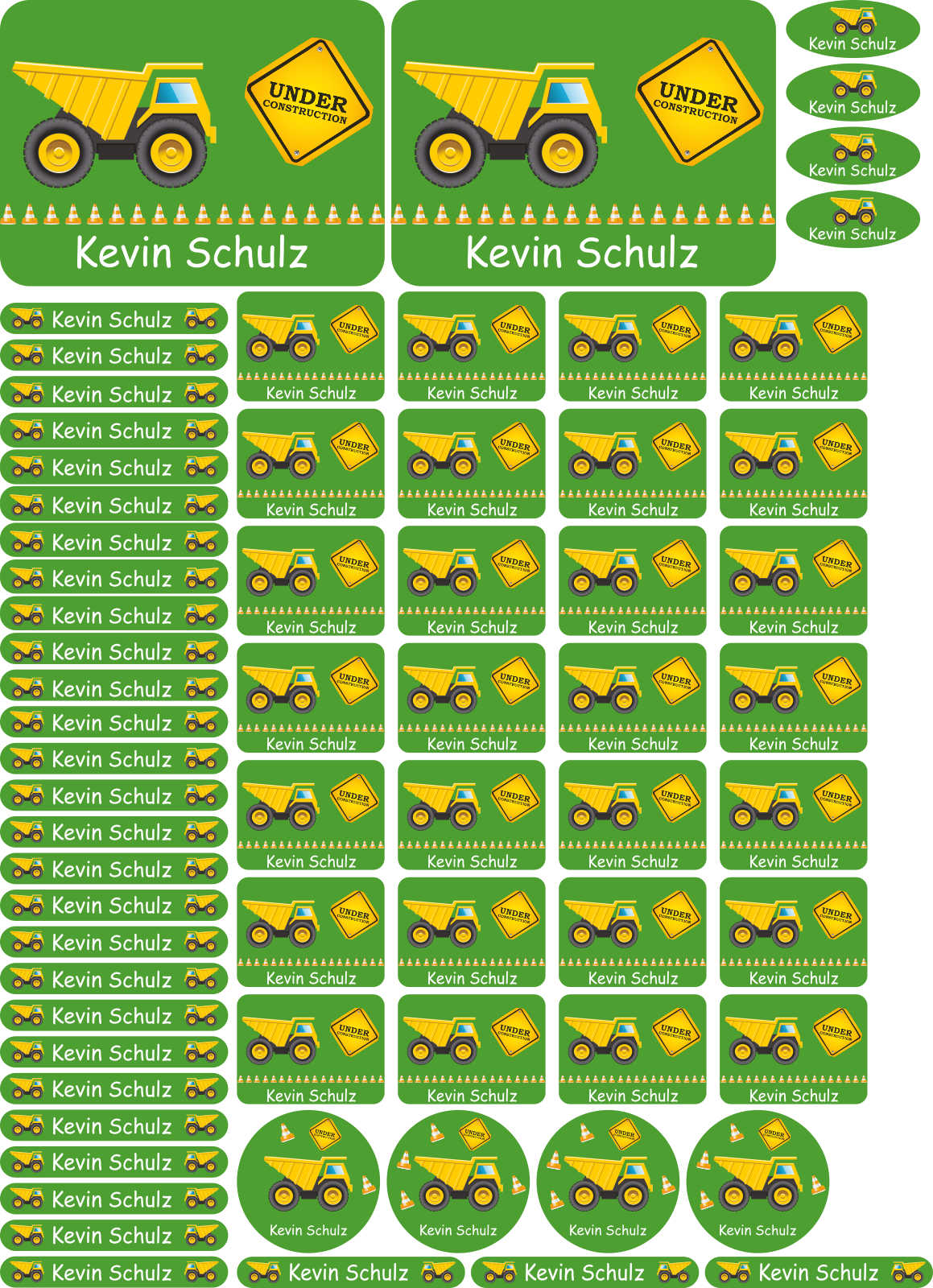 Aufkleber - Kinder Namensaufkleber A4-Bogen 69 Stück in einem Set